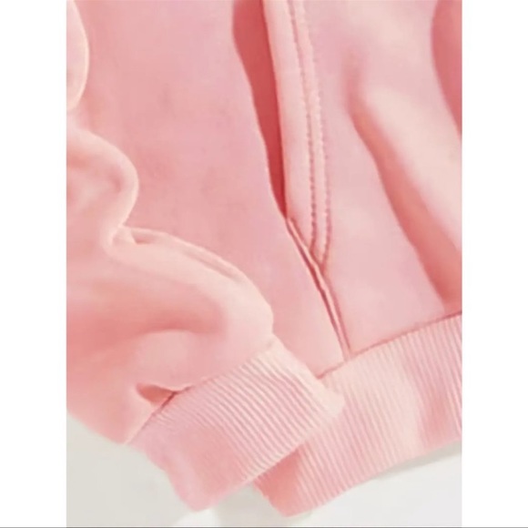 NWT 🌸 PINK OVERSIZED GRAPHIC TROPICAL FLORAL “PINK” HOODED SWEATSHIRT Women M L - Picture 2 of 3